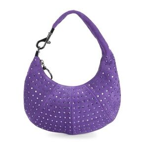 Rebecca Minkoff Suede Crystal City Hobo Bag Purple